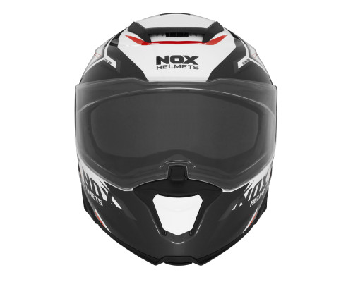 Шолом nox (відкидний) з блендером n967 synchro колір білий/червоний розмір m