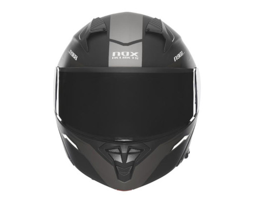 Шолом nox (відкидний) з козирком n968 ультра чорний/білий матовий розмір l