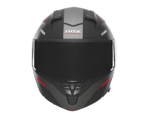 Шолом nox (відкидний) з козирком n968 ультра чорний/червоний матовий розмір xxl