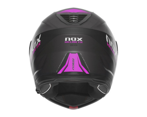 Шолом nox (відкидний) з козирком n968 ультра чорний/рожевий матовий розмір xs