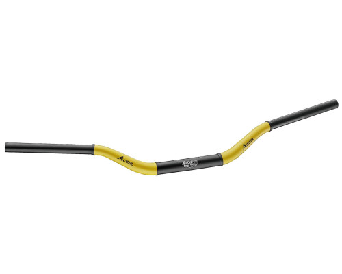 Алюмінієве кермо accel 28.6mm taper mx design YAMAHA yz high (7075-t6) ergal двоколірне жовте+чорне (ширина 803мм, висота 92мм) -