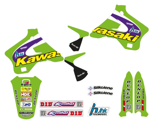 Набір наклейок blackbird kawasaki kx 125/250 '94-'98 replica team kawasaki 1998