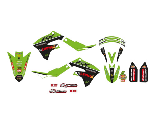 Набір наклейок (стікерів) blackbird kawasaki kx 250f '21-'23, kx 450f '19-'24 replica kawasaki racing f&h 22 колір зелений чорний