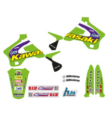 Tecnosel (blackbird) набір наклейок (стікерів) + чохол/накидка на сидіння kawasaki kx 125/250 '94-'98, replica team kawasaki '98