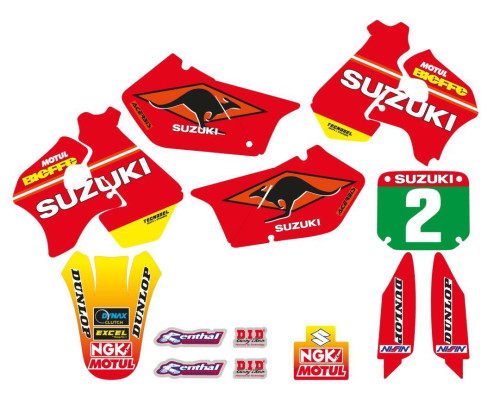 Tecnosel (blackbird) набір наклейок (вінірів) + чохол на сидіння suzuki rm 125/250 '96-'98, replica team suzuki '98