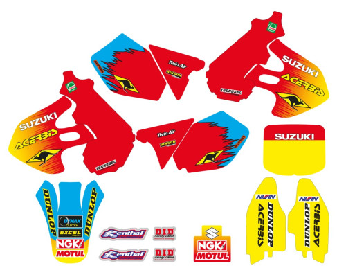 Tecnosel (blackbird) набір наклейок (вінірів) + чохол на сидіння suzuki rm 125/250 '99-'00, replica team suzuki '99