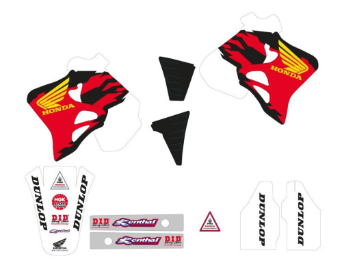 Набір наклейок tecnosel (blackbird) HONDA cr 125 '93-'94, cr 250 '92-'94, replica team HONDA '92 usa колір червоний/чорний/білий