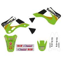 Набір наклейок tecnosel (blackbird) kawasaki kx 125/250 '99-'02, репліка oem kawasaki '00, колір зелений/чорний
