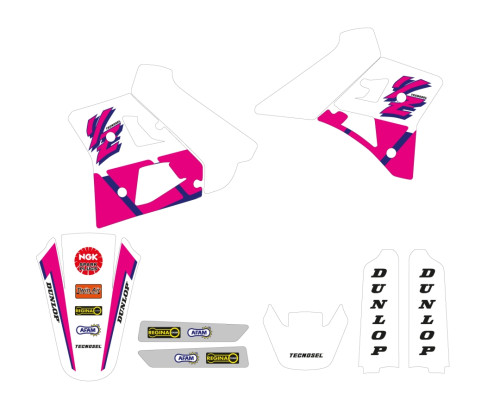 Tecnosel (blackbird) набір наклейок (вінірів) YAMAHA yz 250 '90-'92, репліка oem YAMAHA '92 колір рожевий/білий