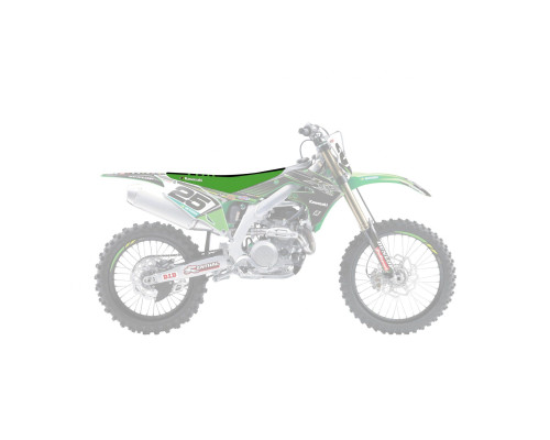 Чохол на сидіння blackbird / чохол на сидіння kawasaki kxf 250 '21-'23, kxf 450 '19-'23 подвійна ручка 3 кольори зелений чорний