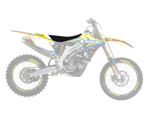 Чохол на сидіння blackbird / чохол на сидіння suzuki rmz 250 '19-'23, rmz450 '18-'23 dream 4 колір чорний жовтий білий