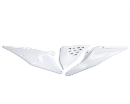 Задні бокові панелі UFO ktm sx/sxf(sx-f) 125/150/250/350/450 '19-'22, exc 125 '20-'21, exc/excf(exc-f) 150/250/300/350/450/500 '20-2023 з кришкою повітряного фільтра та вентиляційними отворами білий 20-21