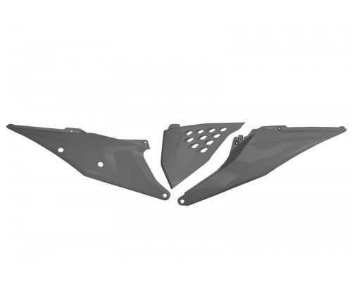 Задні бокові панелі UFO ktm sx/sxf(sx-f) 125/150/250/350/450 '19-'22, exc 125 '20-'21, exc/excf(exc-f) 150/250/300/350/450/500 '20-2023 з кришкою повітряного фільтра та вентиляційними отворами колір сірий
