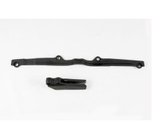 Комплект  UFO повзунок (ka03703001) + направляюча ланцюг (ka03708001) kawasaki kx 125/250 '97-'02 колір чорний
