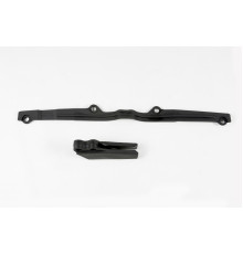 Комплект  UFO повзунок (ka03703001) + направляюча ланцюг (ka03708001) kawasaki kx 125/250 '97-'02 колір чорний