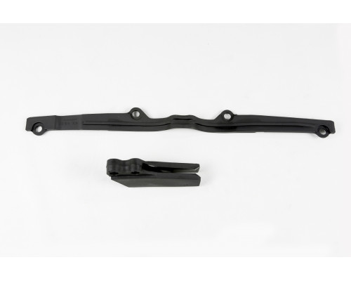 Комплект UFO повзунок (ka03703001) + направляюча ланцюг (ka03708001) kawasaki kx 125/250 '97-'02 колір чорний