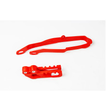 Комплект  UFO повзунок + направляюча ланцюг HONDA cr 125/250 '00-04, crf 250r/x '04, crf 450r '02-04, колір червоний