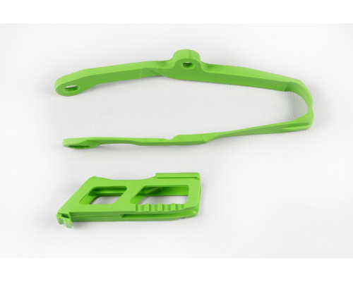 Комплект UFO повзун + направляюча ланцюг kawasaki kxf 250 '17-20, kxf 450 '16-18, зелений