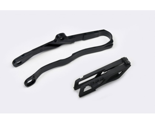 Комплект UFO повзунок + направляюча ланцюг kawasaki kxf 250 '21-'23, kxf 450 '19-21 колір чорний