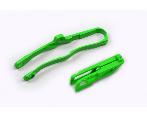 Комплект UFO повзунок + направляюча ланцюг kawasaki kxf 250 '21-'23, kxf 450 '19-21 зелений