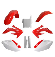 Пластиковий набір polisport (повний комплект) HONDA crf 250r '04-'05 передня панель (8661900001) та кришки амортизаторів (8351700001) колір червоний білий oem