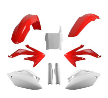 Пластиковий набір polisport (повний комплект) HONDA crf 450r '05-'06 передня панель (8661900001) та кришки амортизаторів (8351700001) колір червоний білий oem