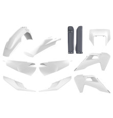 Polisport full kit husqvarna te/fe tpi '20-'23 кришка фари (8668700001) та кришка амортизатора (8398900006) білий сірий oem