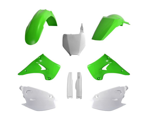 Повний комплект polisport kawasaki kx 125/250 '04-'08 передня панель (8660800002) та кришки амортизаторів (8398000001) зелений oem