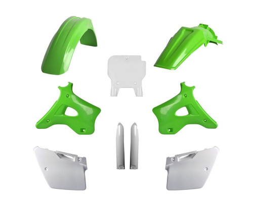 Повний комплект polisport kawasaki kx 125/250 '94-'95, включаючи передню панель (8672800002) та кришки амортизаторів (8395000001) зелений oem
