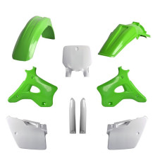Повний комплект polisport kawasaki kx 125/250 '96-'98, включаючи передню панель (8677000001) та кришки амортизаторів (8395000001) зелений oem
