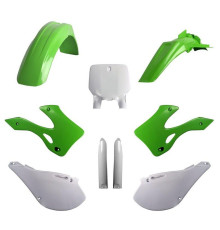 Повний комплект polisport kawasaki kx 125/250 '99-'02, включаючи передню панель (8677000001) та кришки амортизаторів (8395000001) зелений oem