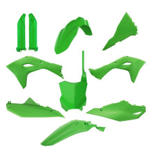 Повний комплект polisport kawasaki kxf 450 '24-'25 передня панель (8665900001) та кришки амортизаторів (8351800005) зелений