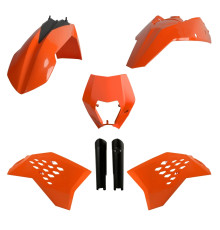 Пластиковий комплект polisport (повний комплект) ktm exc/exc-f '08-'11 передня панель (8666700001) та накладки на амортизатори (8398500003) колір помаранчевий oem