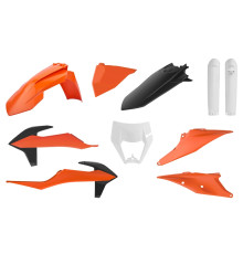 Пластиковий комплект polisport (повний комплект) ktm exc/exc-f tpi '20-'23 кришка лампи (8668600002) та кришка амортизатора (8398600003) oem колір помаранчевий чорний