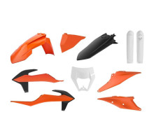 Пластиковий комплект polisport (повний комплект) ktm exc/exc-f tpi '20-'23 кришка лампи (8668600002) та кришка амортизатора (8398600003) oem колір помаранчевий чорний