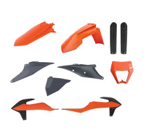 Polisport пластиковий набір (повний комплект) ktm exc/exc-f tpi '20-'23 кришка лампи (8668600002) та кришка амортизатора (8398600003) колір оранжево-сірий