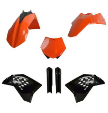 Пластиковий набір polisport (повний комплект) ktm sx/sx-f/xc-f '07-'10 передня панель (8664400001) та накладки на амортизатори (8398500003) колір помаранчевий