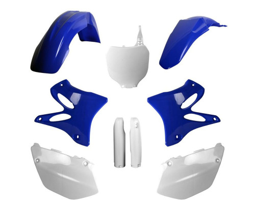 Пластиковий набір polisport (повний комплект) YAMAHA yz 125/250 '05 в комплекті передня панель (8658000001) та накладки на амортизатори (8398100001) колір синій білий oem