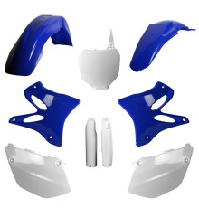 Пластиковий набір polisport (повний комплект) YAMAHA yz 125/250 '05 в комплекті передня панель (8658000001) та накладки на амортизатори (8398100001) колір синій білий oem