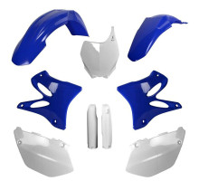 Повний комплект polisport YAMAHA yz 125/250 '06-'07 передня панель (8658100001) та кришки амортизаторів (8398100001) колір синій білий oem
