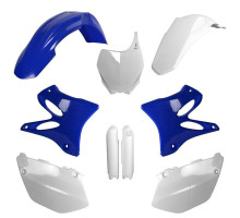 Пластиковий набір polisport (повний комплект) YAMAHA yz 125/250 '08-'14 передня панель (8658100001) та накладки на амортизатори (8351400001) колір синій білий oem