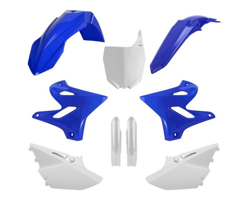 Повний комплект polisport YAMAHA yz 125/250 '15-'20 передня панель (8678400001) та кришки амортизаторів (8352000001) колір синій білий oem