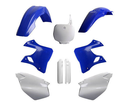 Пластиковий набір polisport (повний комплект) YAMAHA yz 125/250 '96-'99 передня панель (8674000001) та кришки амортизаторів (8392000001) колір синій білий oem