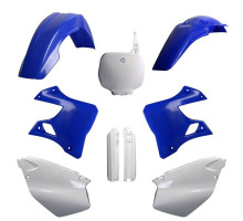 Пластиковий набір polisport (повний комплект) YAMAHA yz 125/250 '96-'99 передня панель (8674000001) та кришки амортизаторів (8392000001) колір синій білий oem