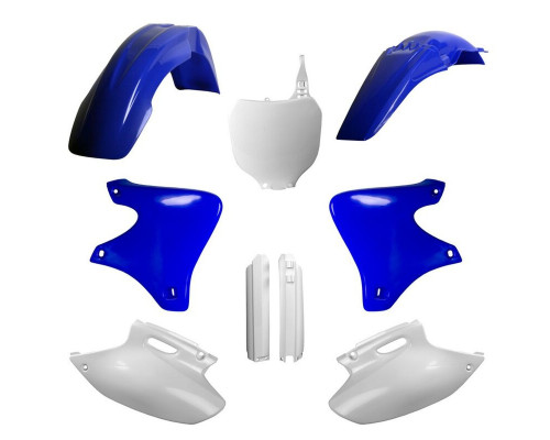 Повний комплект polisport YAMAHA yz 250f '01-'02 передня панель (8658000001) та кришки амортизаторів (8392000001) колір синій білий oem