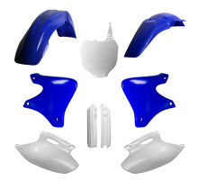 Повний комплект polisport YAMAHA yz 250f '01-'02 передня панель (8658000001) та кришки амортизаторів (8392000001) колір синій білий oem