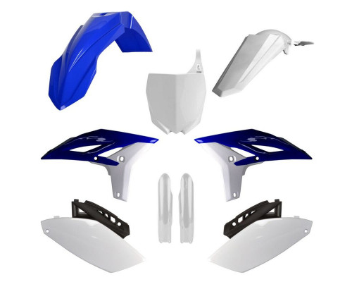 Пластиковий набір polisport (повний комплект) YAMAHA yz 250f '10-'13 в комплекті передня панель (8678400001) та накладки на амортизатори (8352000001) синій білий oem