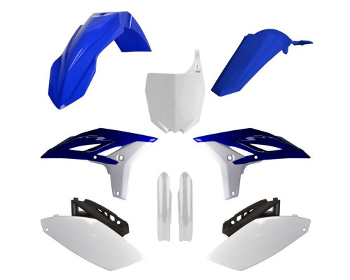 Пластиковий набір polisport (повний комплект) YAMAHA yz 250f '10-'13 в комплекті передня панель (8678400001) та накладки на амортизатори (8352000001) синій білий oem