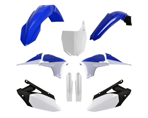 Пластиковий набір polisport (повний комплект) YAMAHA yzf 450 '10-'13 в комплекті передня панель (8678400001) та накладки на амортизатори (8352000001) колір синій білий oem