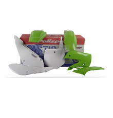 Пластиковий комплект polisport kawasaki kx 65 '00-'24 передня панель в комплекті (8661500010) колір зелений білий oem